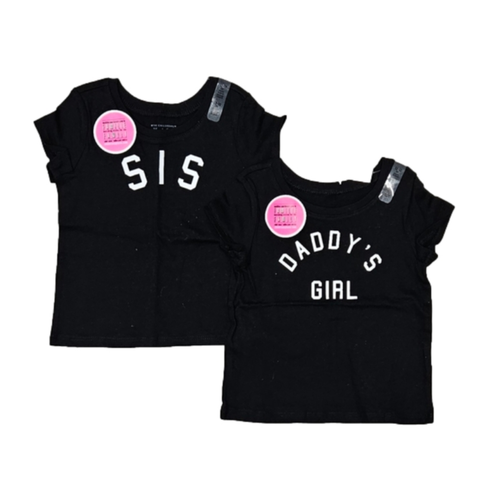 BNWT Set of 2 black short sleeve Tees- Sister and Daddy's Girl - size 12-18m